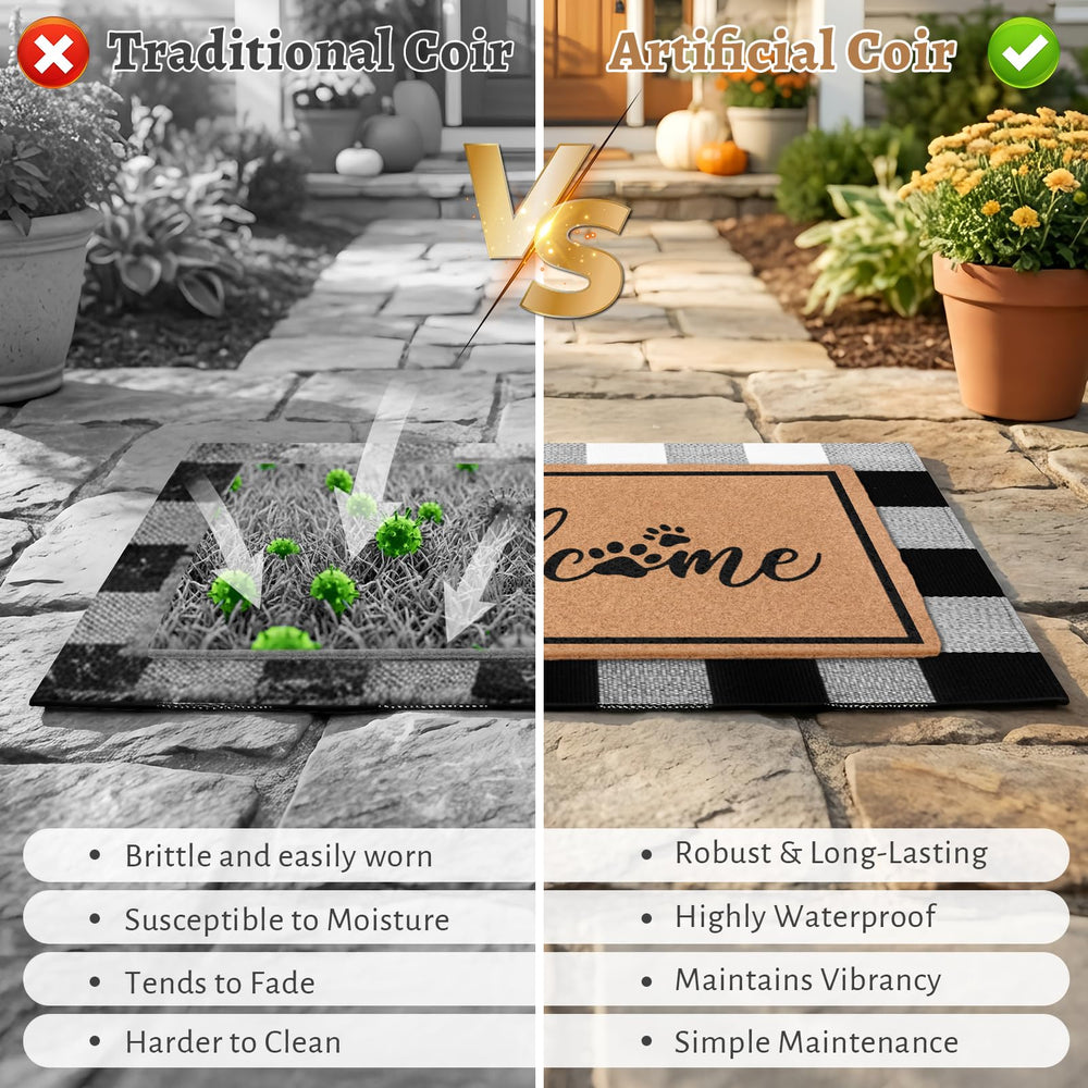 Cosovia layered mats on porch demonstrating coordinated look and debris control