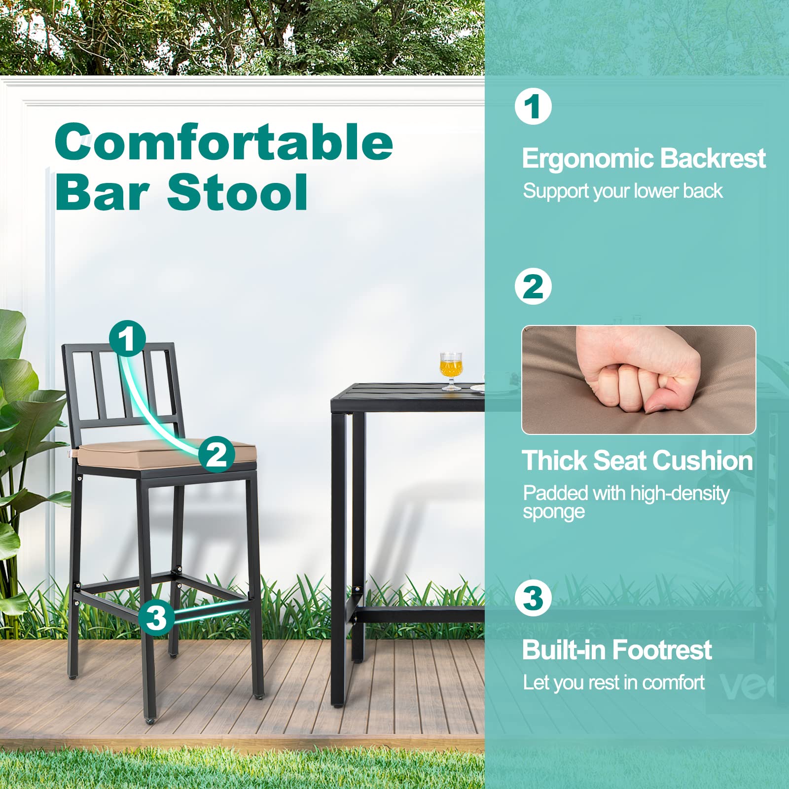 COSTWAY underside showing adjustable foot pad providing stability on uneven ground