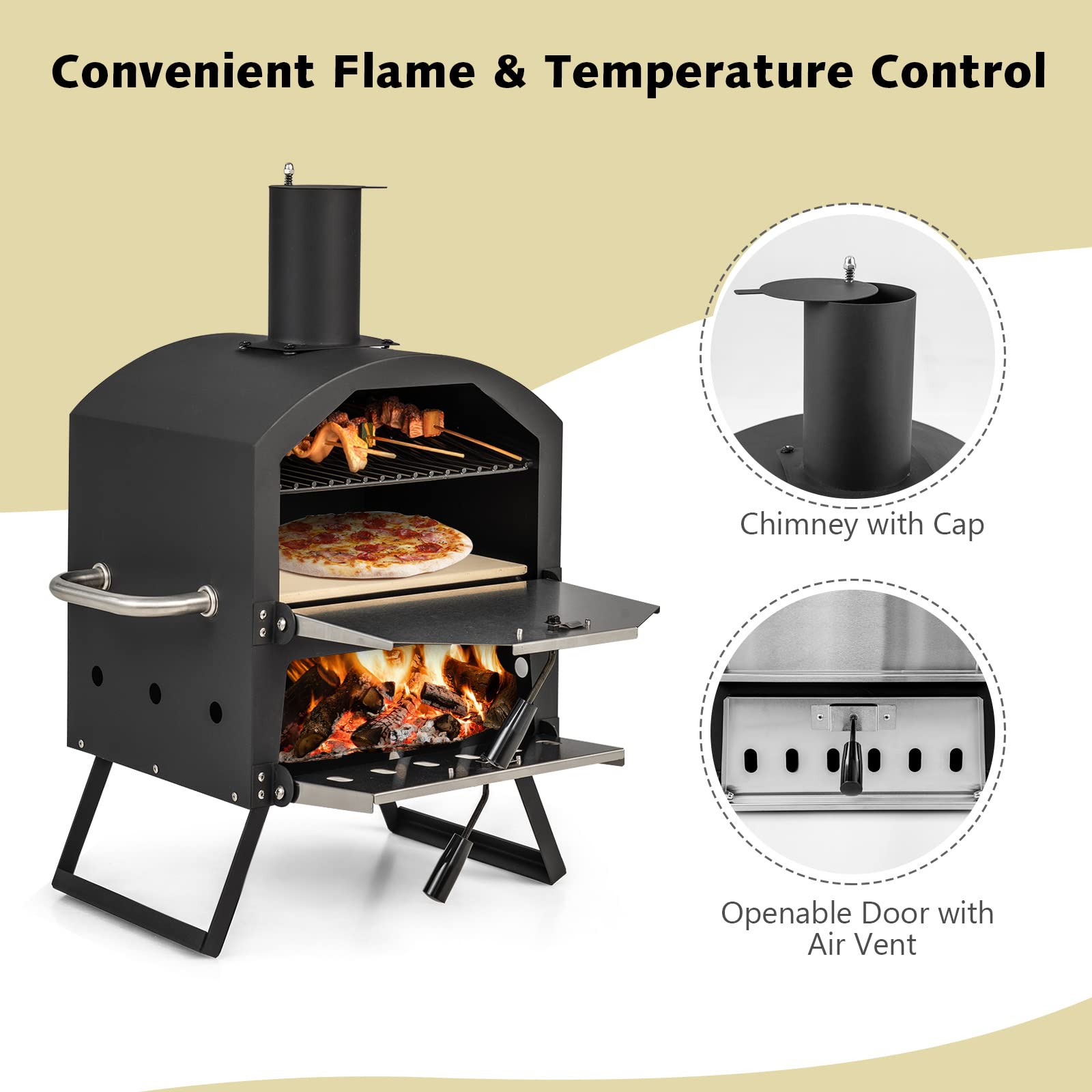 COSTWAY ash cleanout system close-up for quick maintenance and hassle-free cleaning