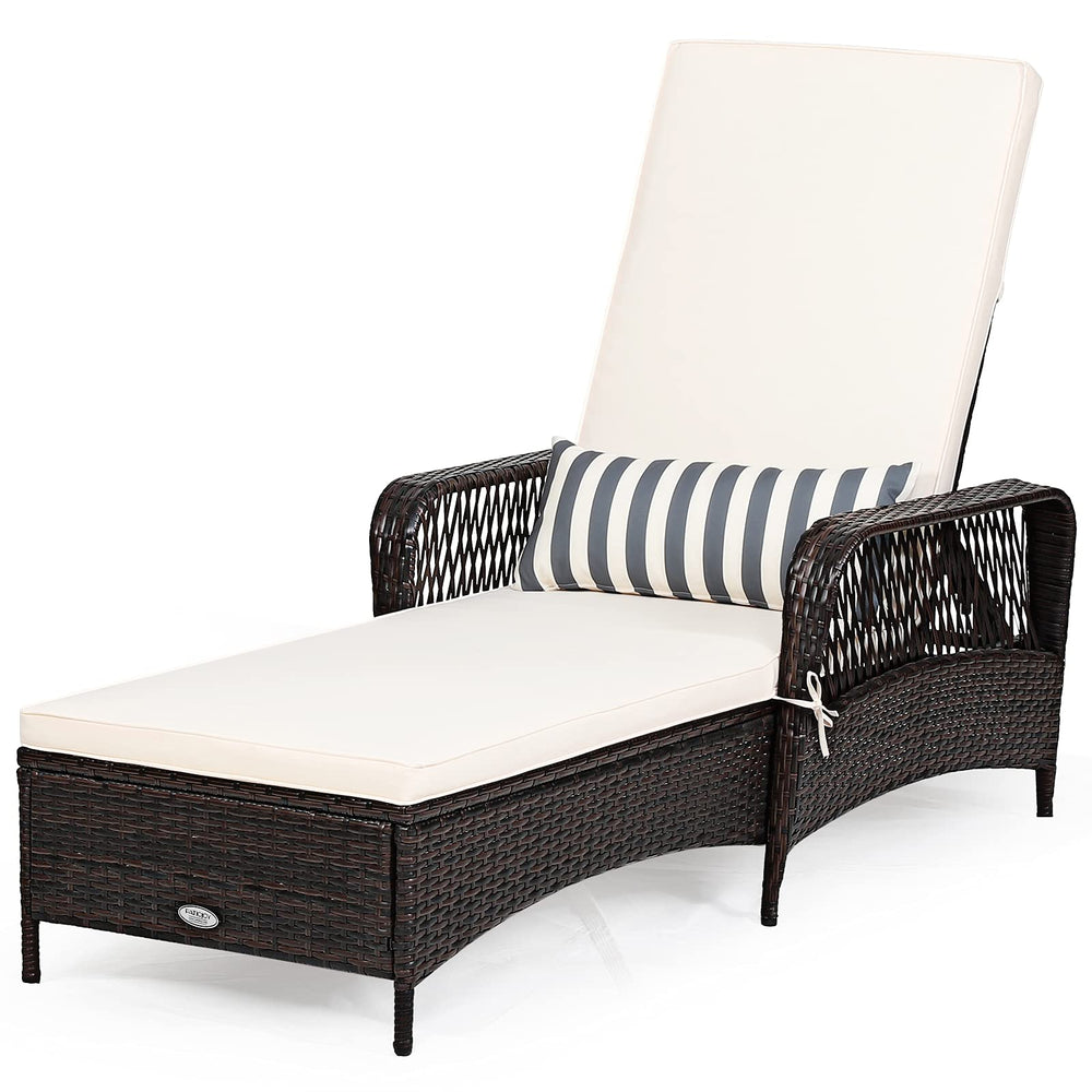 COSTWAY chaise front view showing full outdoor recliner and modern design benefit