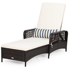 COSTWAY chaise front view showing full outdoor recliner and modern design benefit