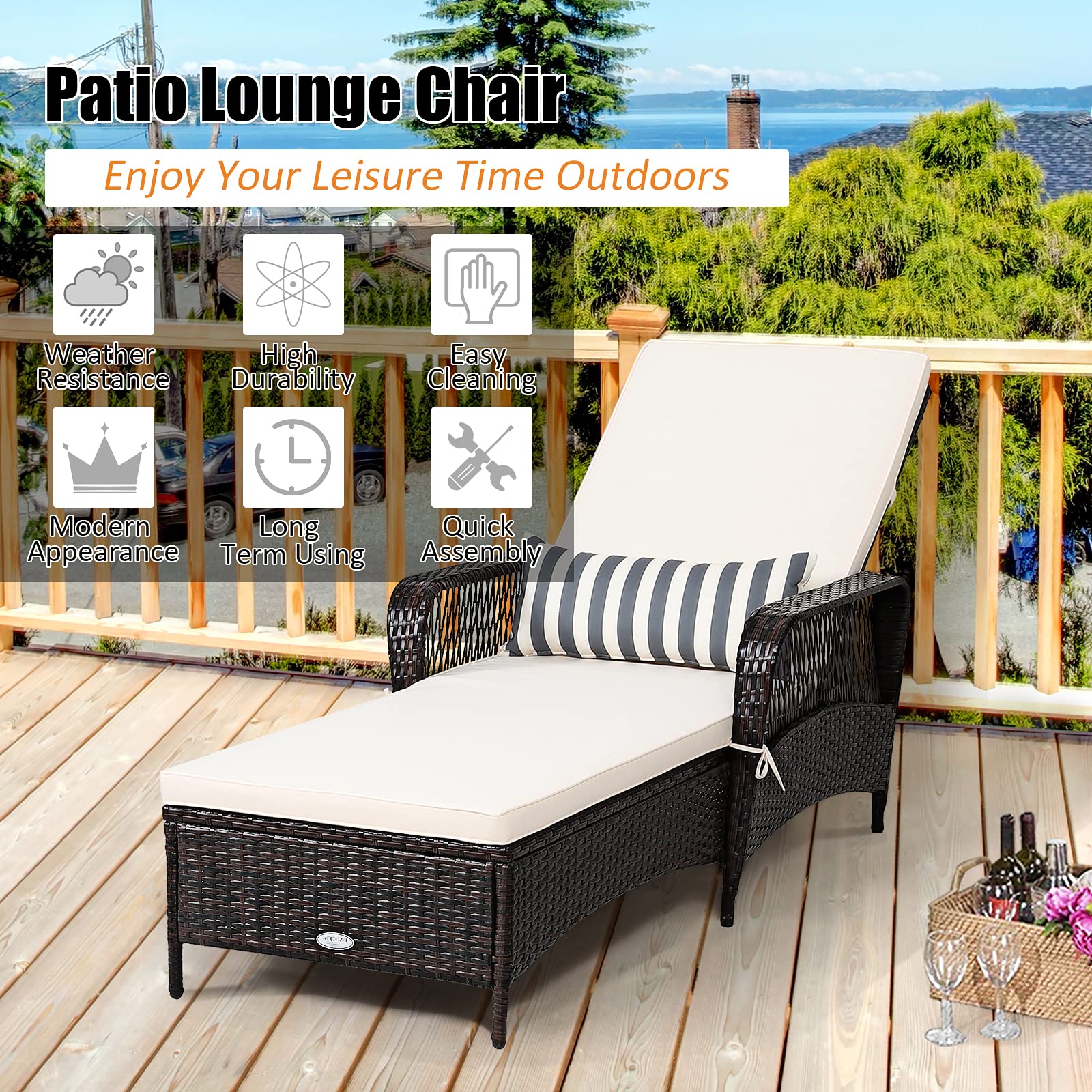 COSTWAY lounge next to person to show scale and comfortable seating benefit