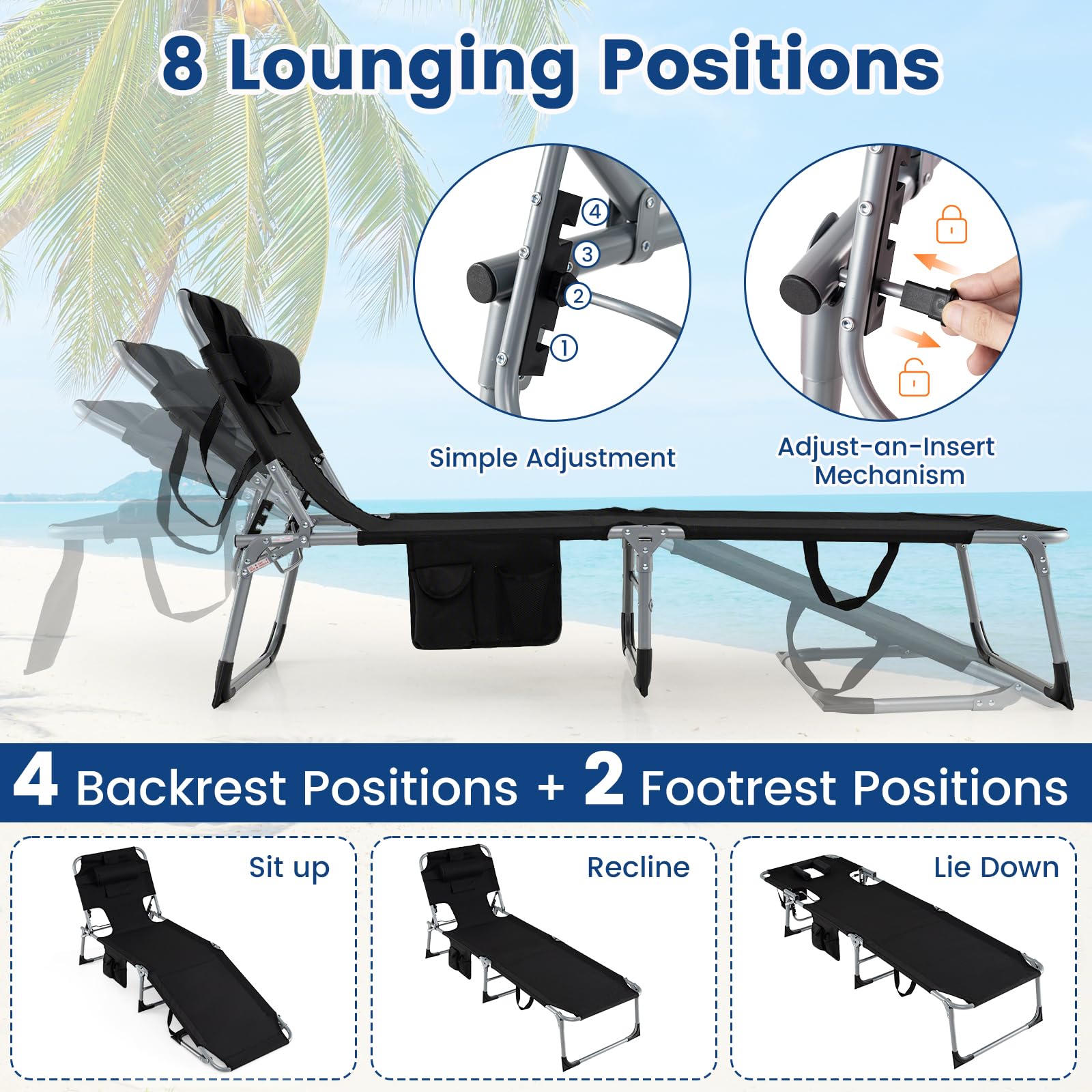 COSTWAY face hole with arm slots enabling comfortable face-down tanning