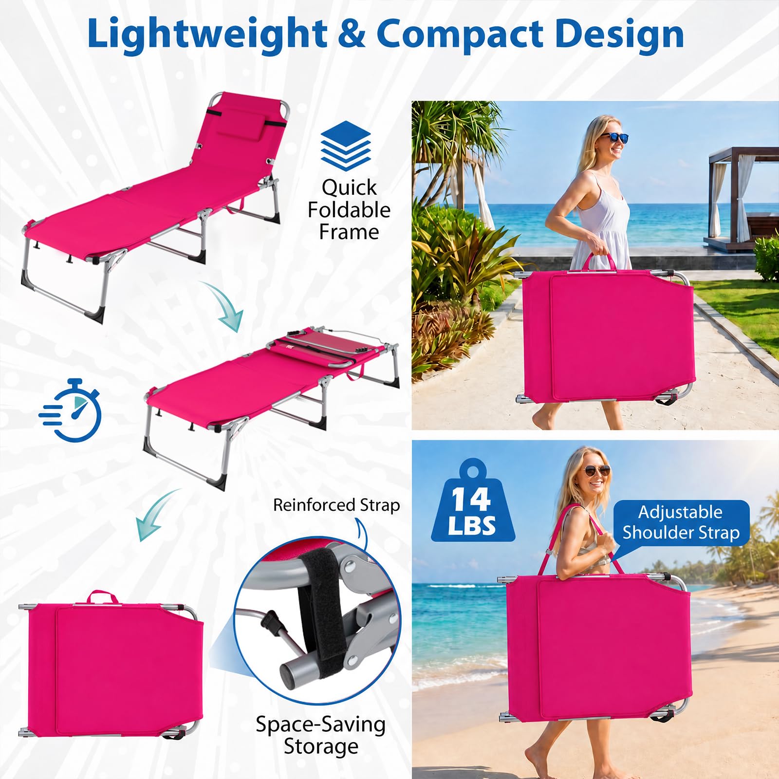 COSTWAY folded chair with shoulder strap for easy carrying convenience