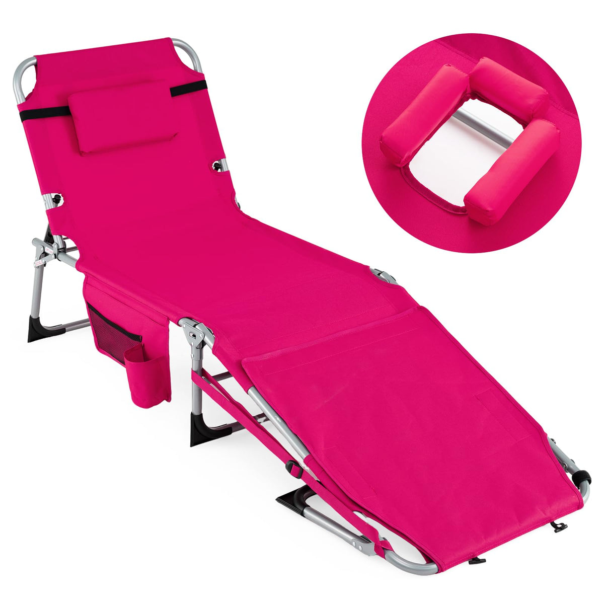 COSTWAY front view folded lounge showing compact profile and portability
