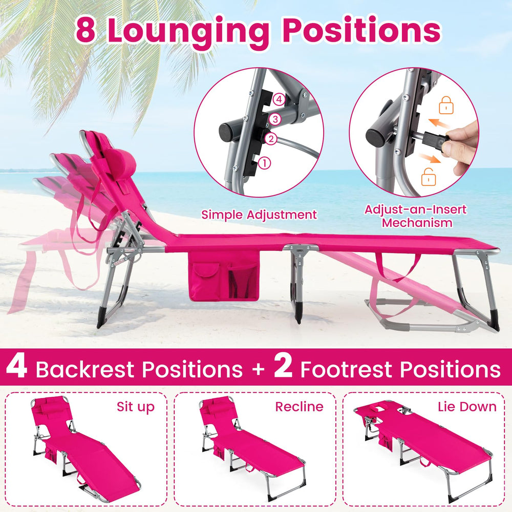 COSTWAY removable pillow and storage bag detail providing neck support and handy storage