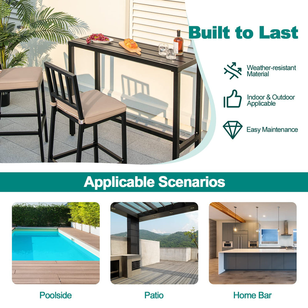COSTWAY scale comparison with chair showing table size and space-saving footprint