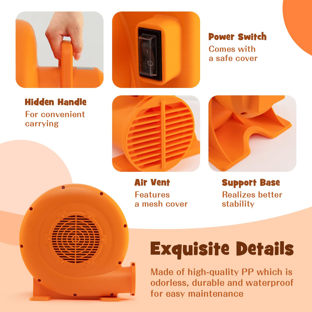 Costzon blower anchored with included stakes providing stable outdoor placement