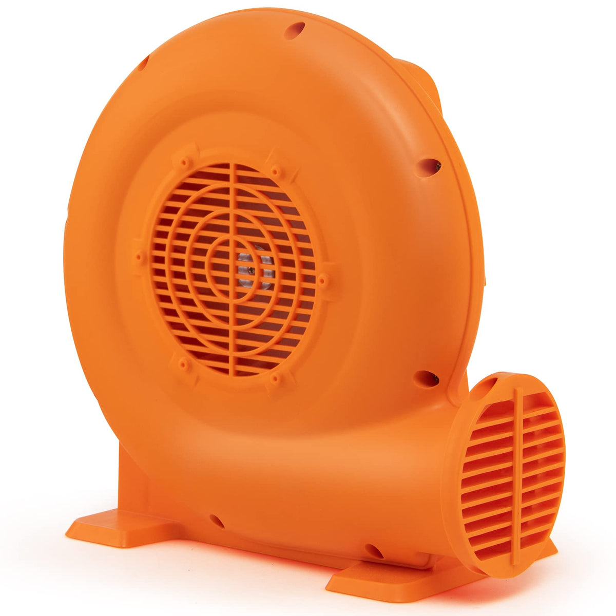 Costzon blower front view showing orange housing and outlet for quick setup benefit