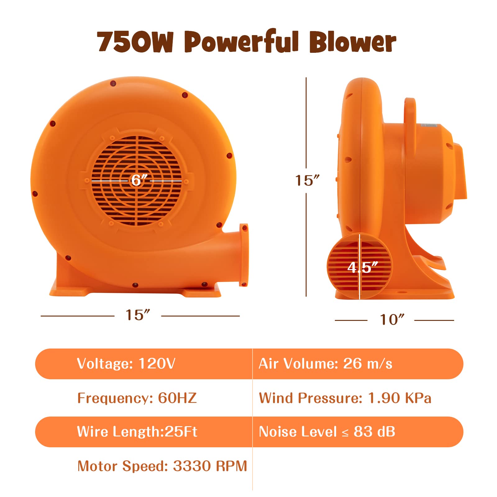 Costzon blower inflating a bounce house quickly for faster event setup