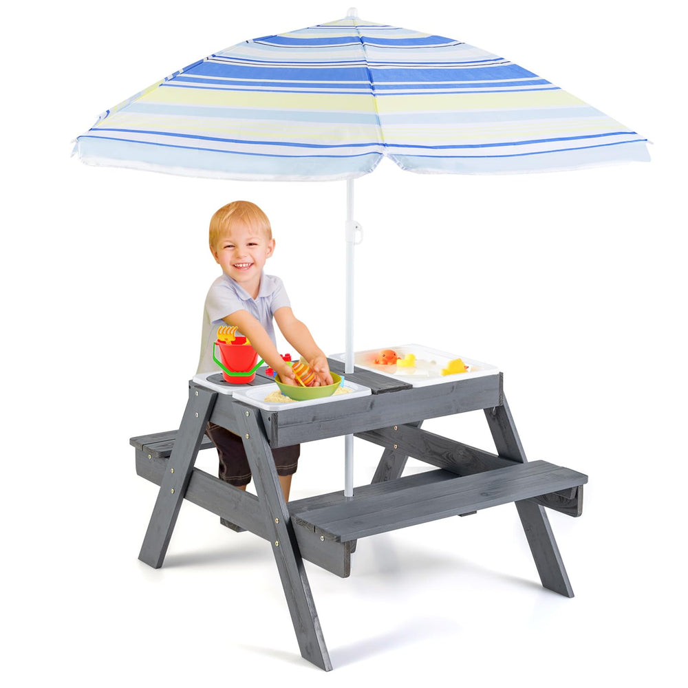 Costzon front view assembled picnic table showing sturdy outdoor play setup and family use