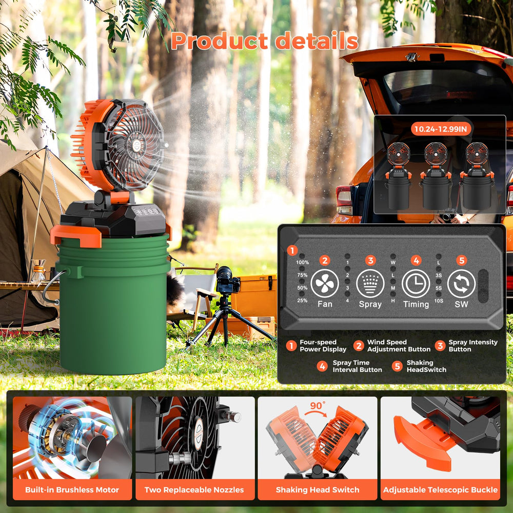 CosyHack fan mounted on bucket using extendable base for stable outdoor use