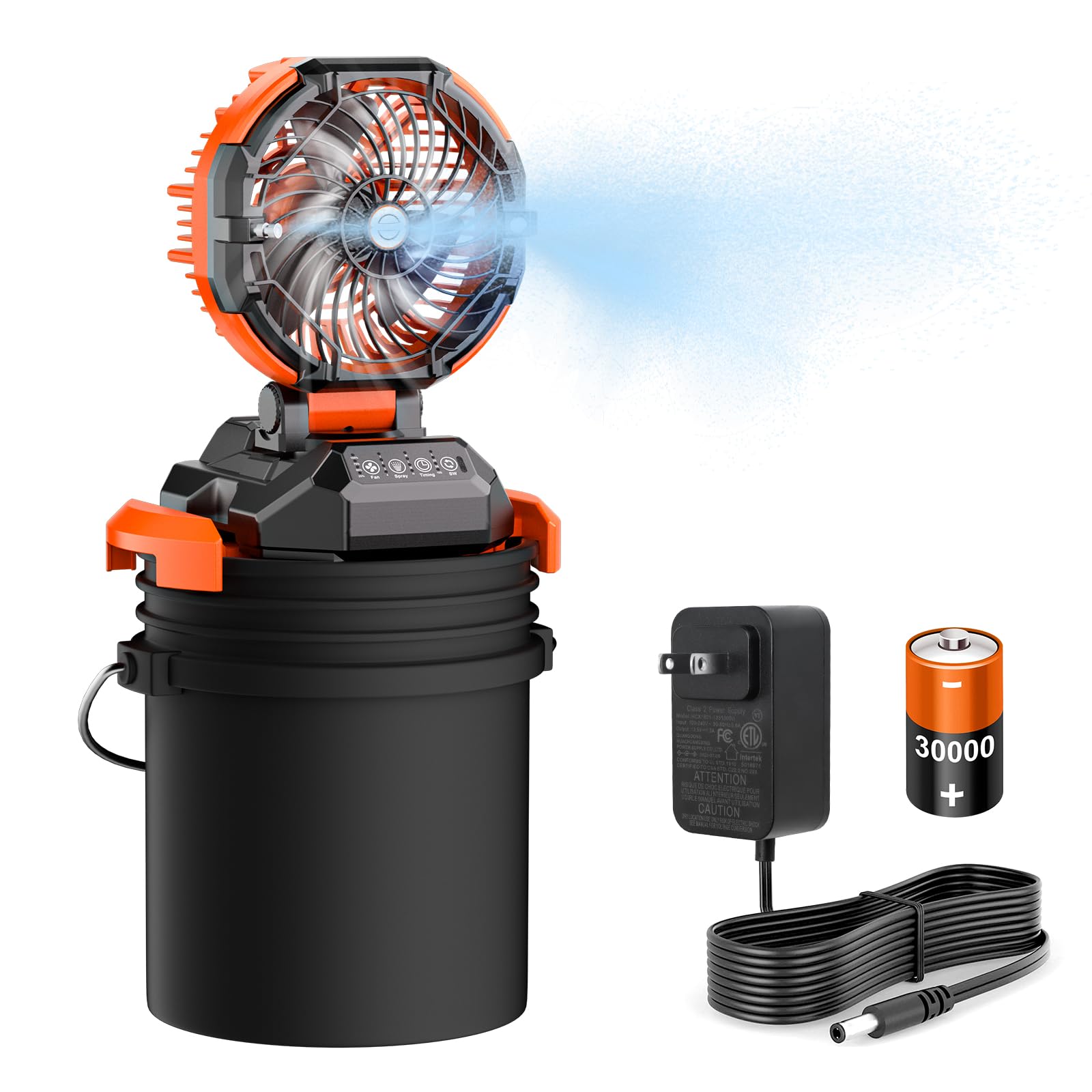 CosyHack front view showing misting fan and wide cooling coverage benefit