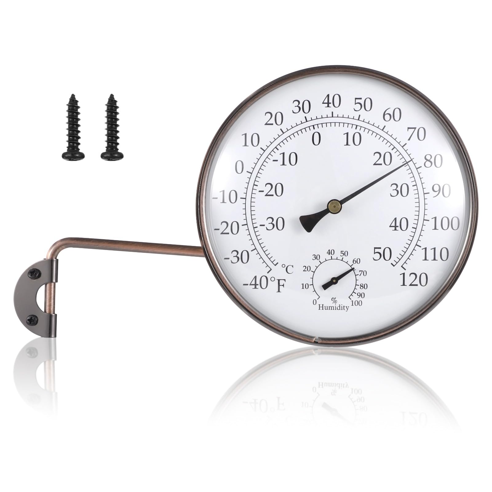 COSYOO thermometer front view showing readable dial and vintage brass benefit: clear readings