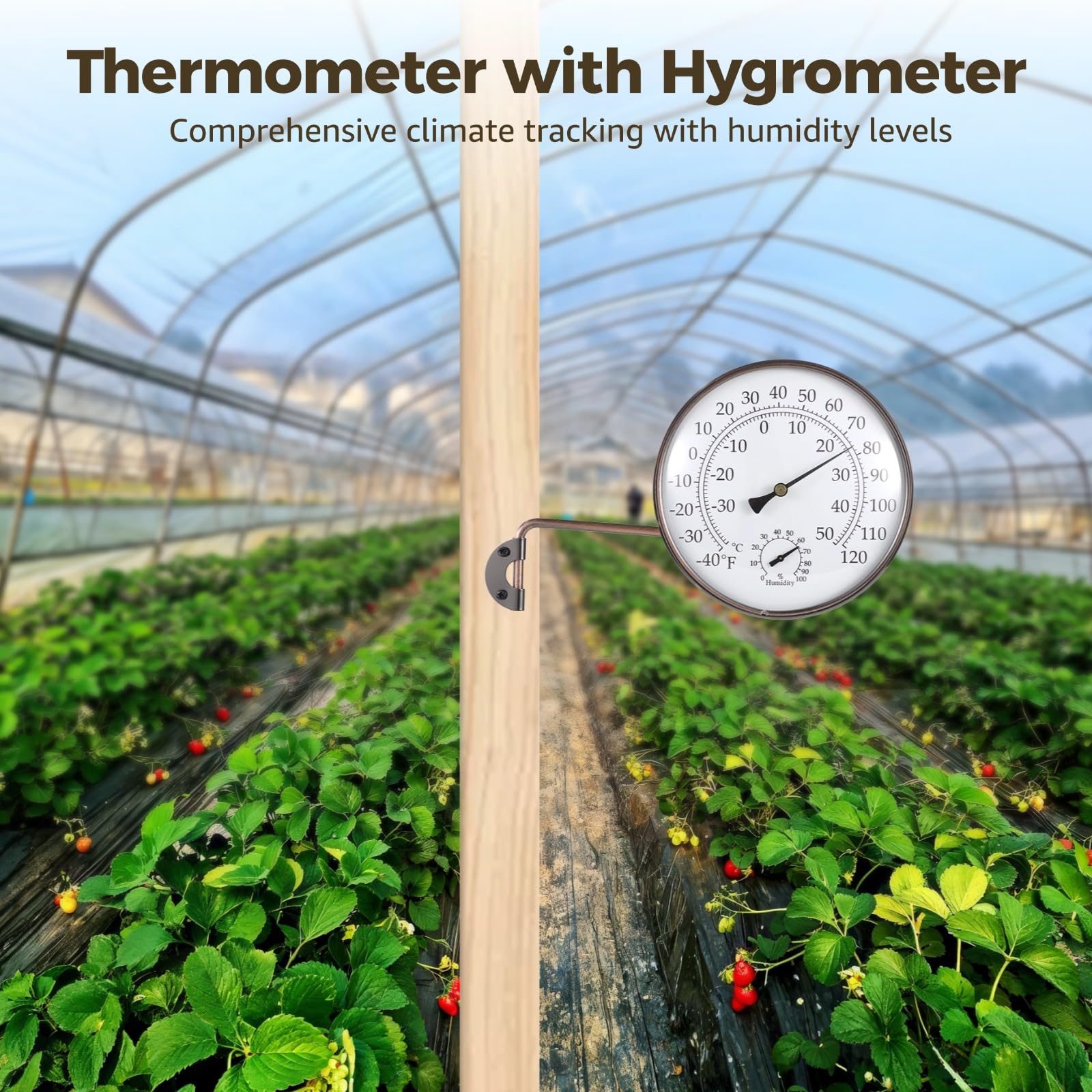 COSYOO closeup of dial and humidity gauge benefit: precise, easy-to-read markings