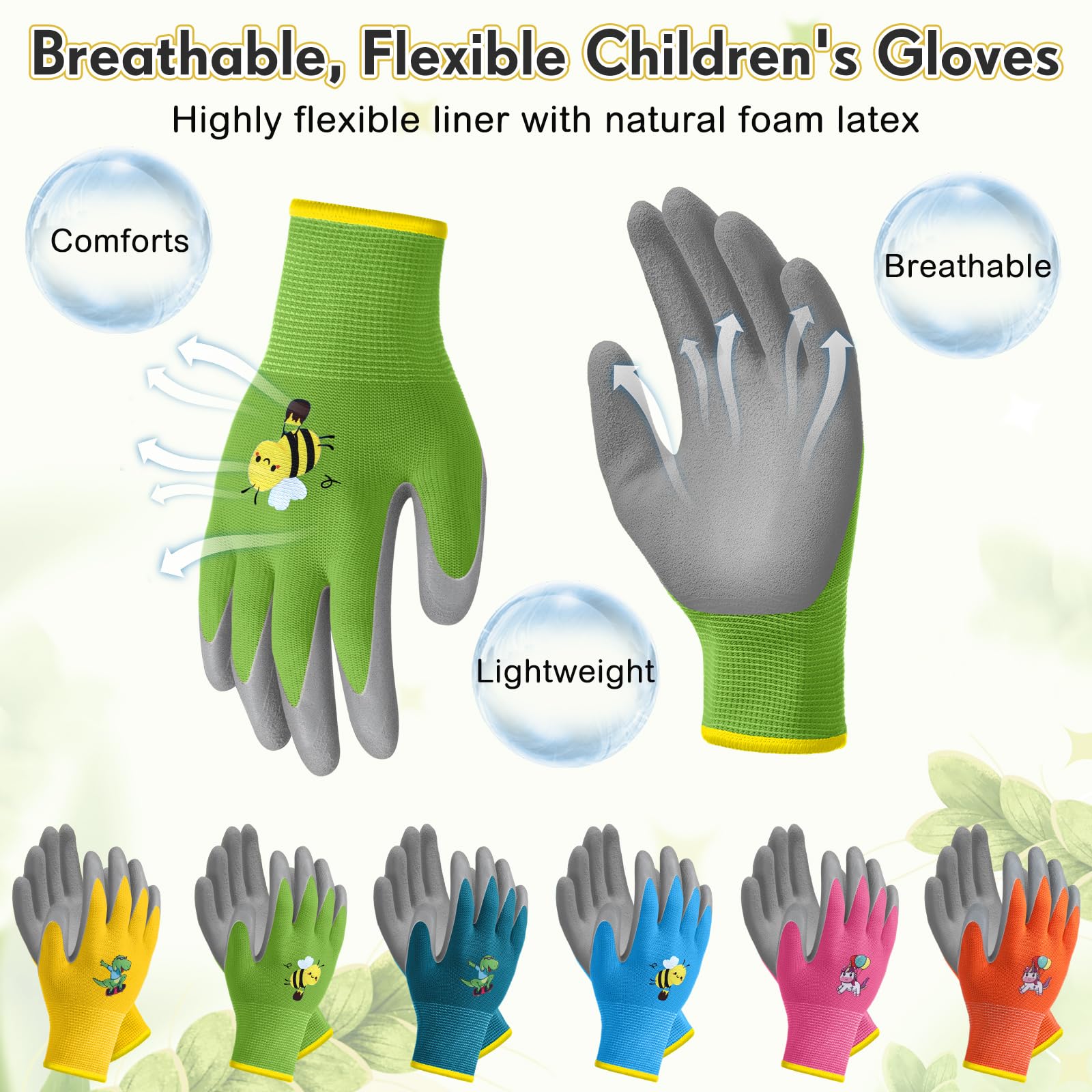 Child wearing Cotwinter gloves while planting demonstrating safe hands-on use