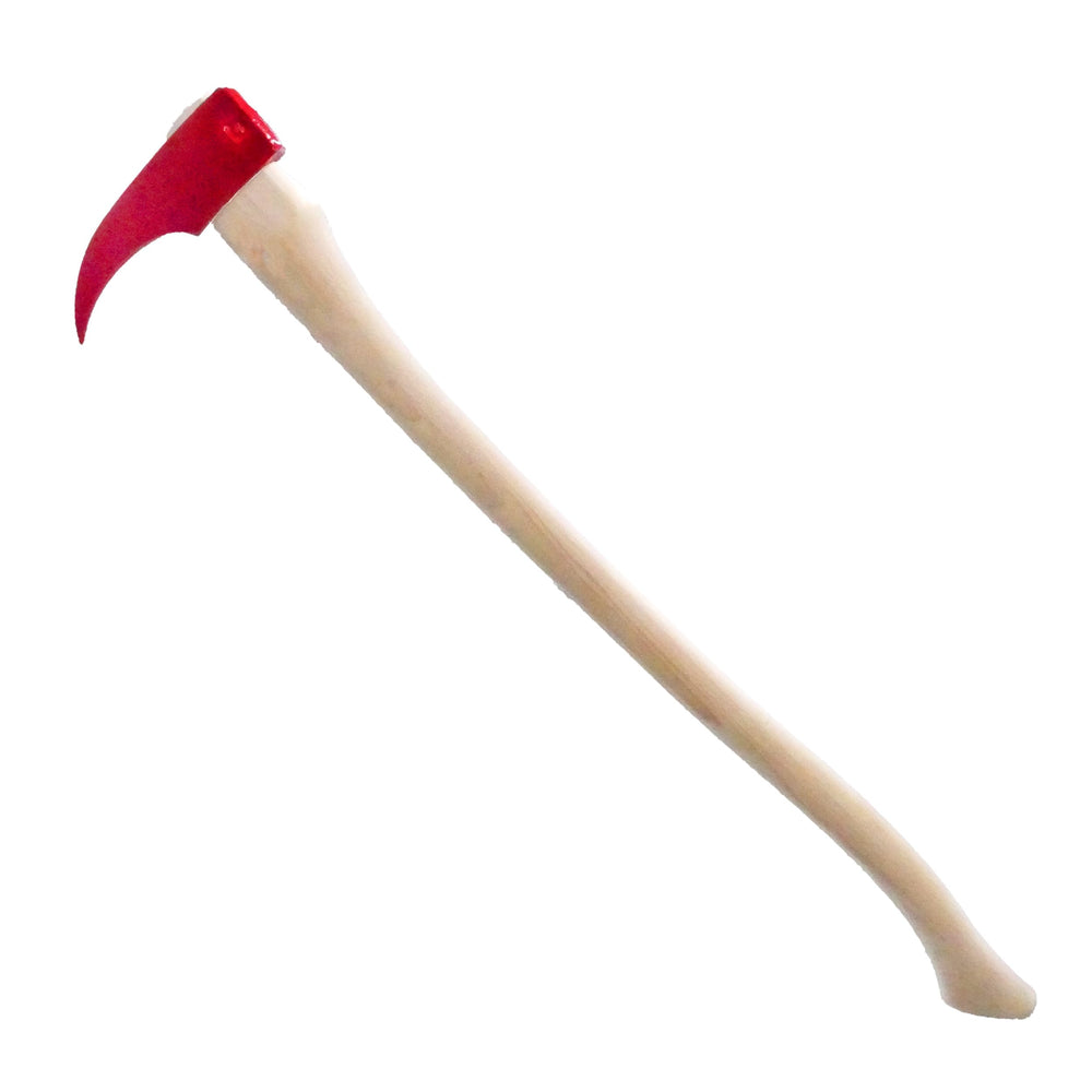 Council Tool hookaroon front view showing red enamel head and hickory handle for durable log handling