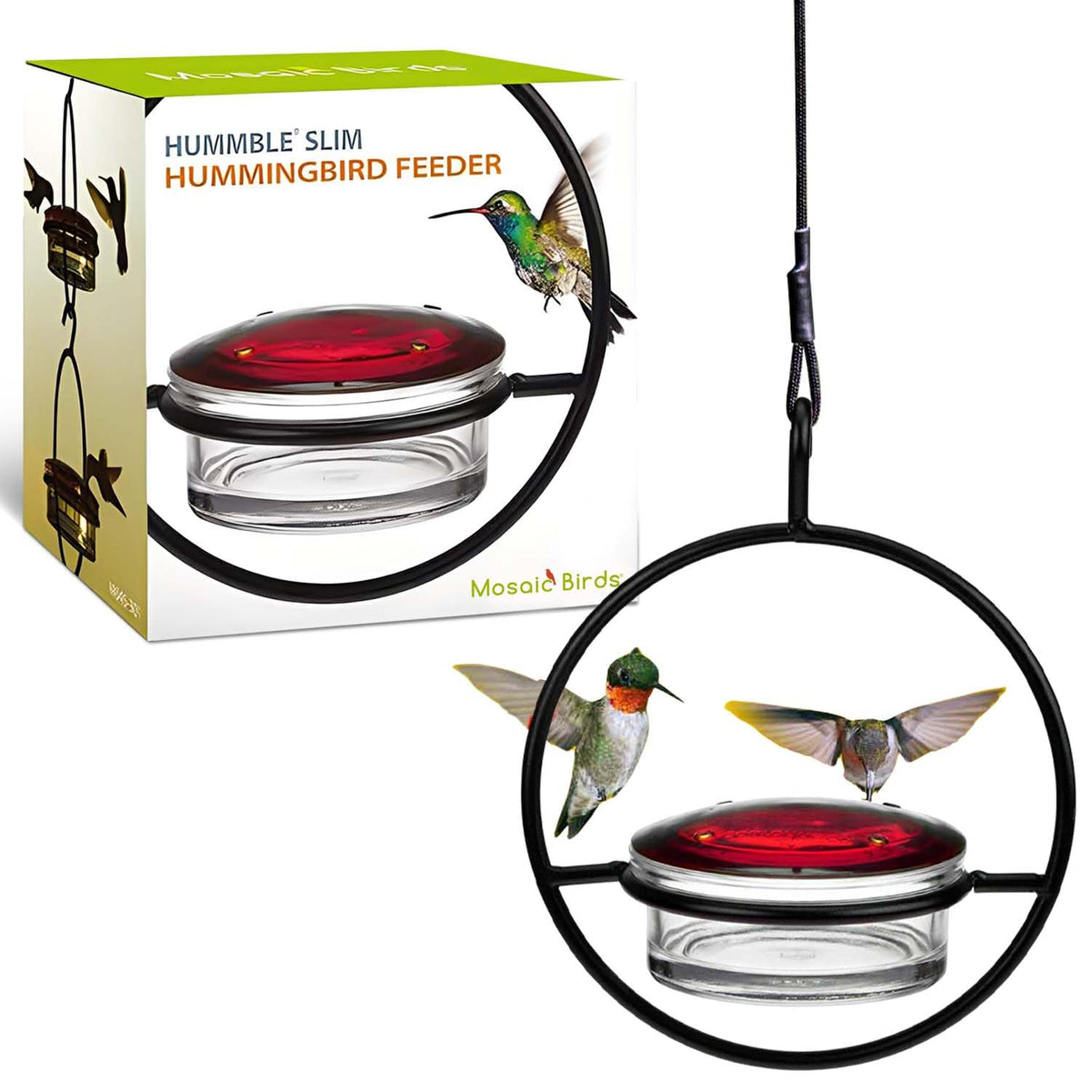 COURONNE CO. front view of clear recycled-glass feeder shows compact, eco design