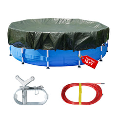 Covall front view of 18ft pool cover showing durable protective design and weather shield