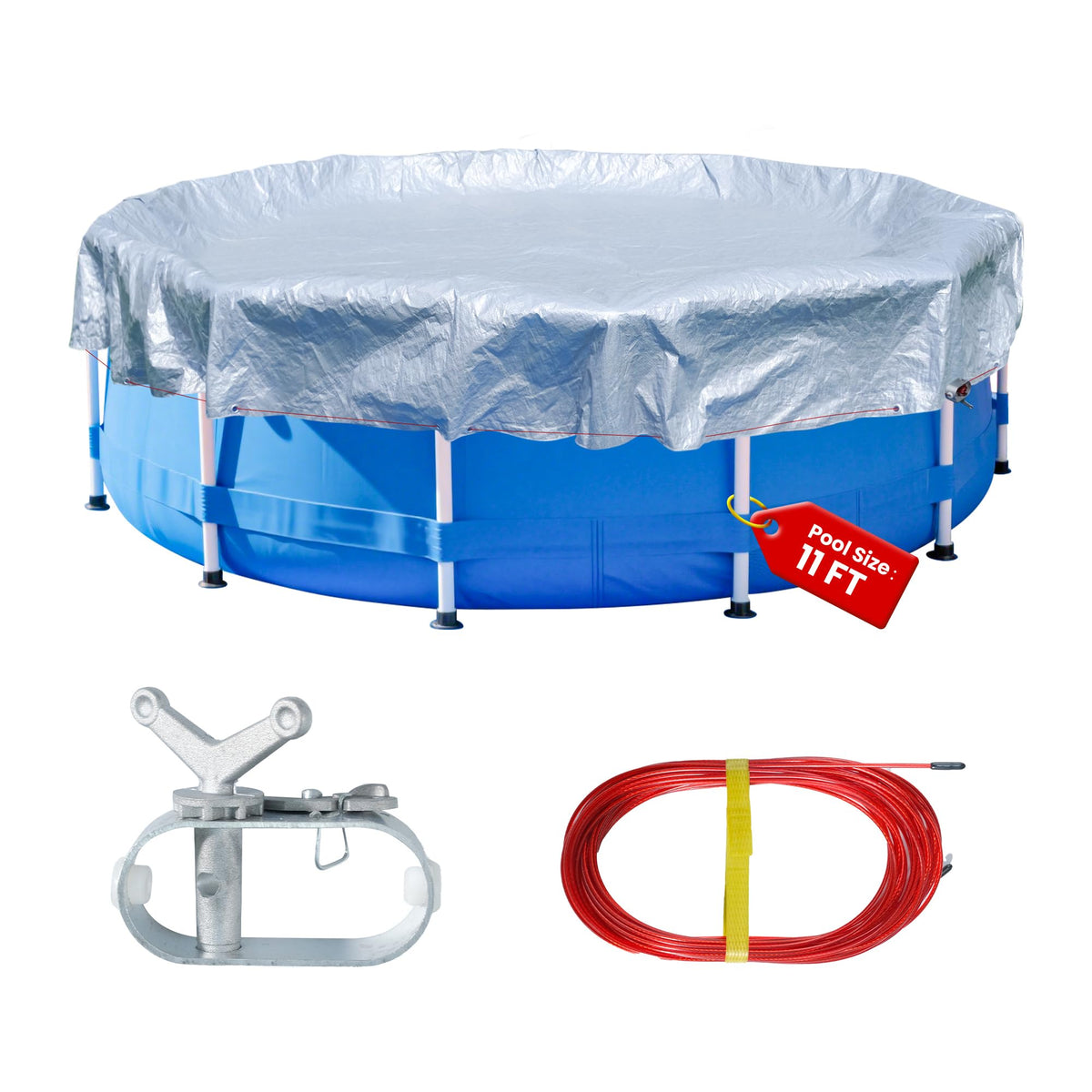 COVALL front view of 15ft pool cover showing secure fit and weather protection