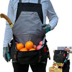 Cover Geny front view apron showing large waterproof harvest pocket for easy carrying