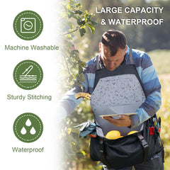 Cover Geny apron in use harvesting tomatoes hands-free and keeping produce secure