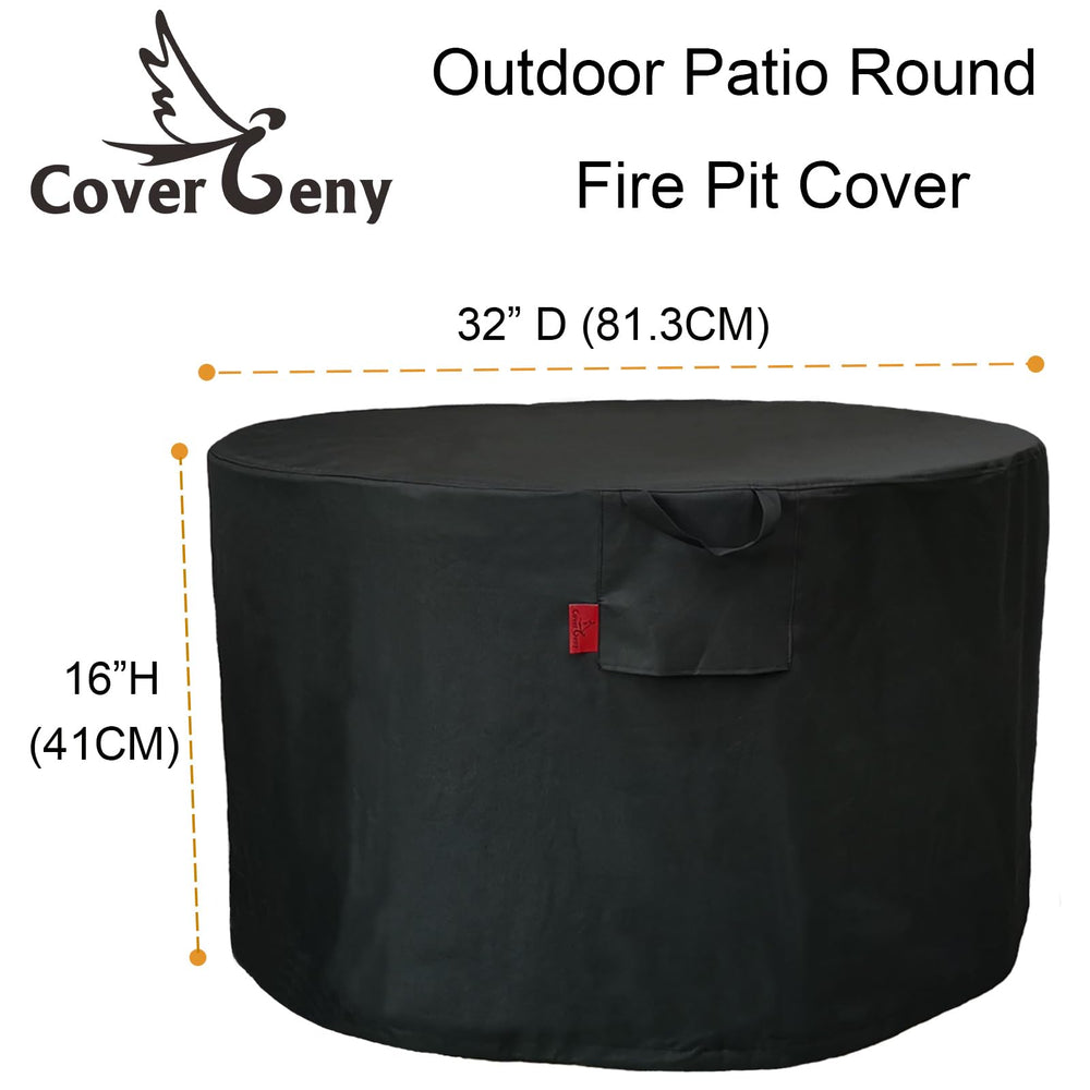 Cover Geny fitted on gas fire pit demonstrating fit for popular burner models