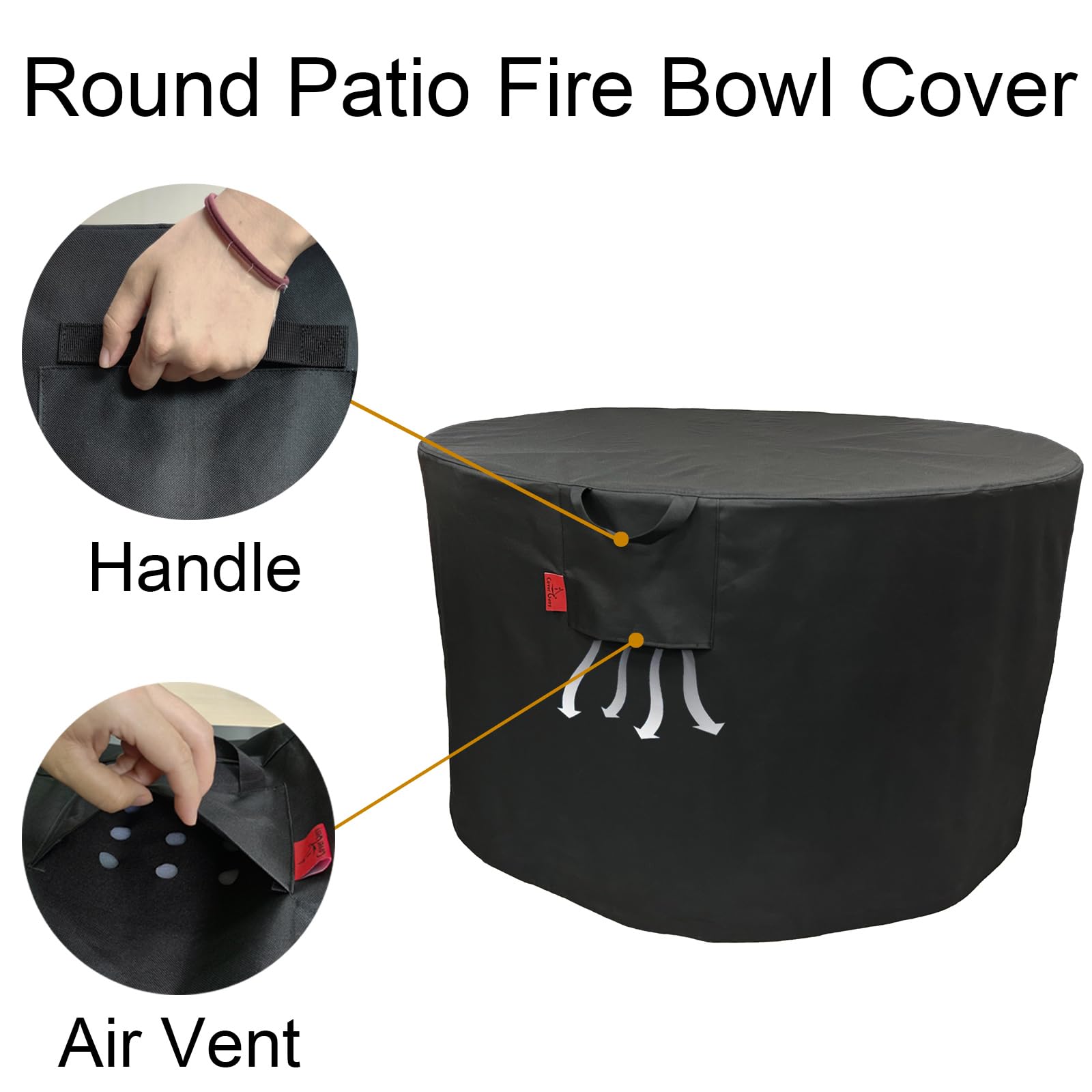 Cover Geny side view highlighting air vent and handle for easier removal