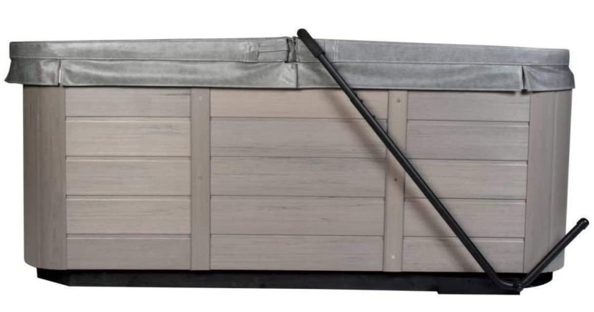 Cover Valet installed on spa in backyard showing space-saving advantage
