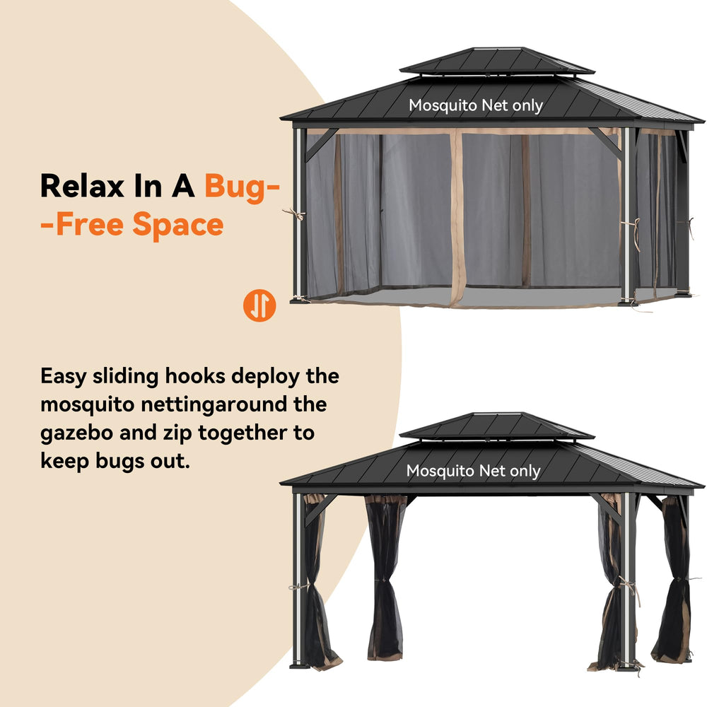 Covered Outdoor folded sidewalls compact for storage saving space between seasons