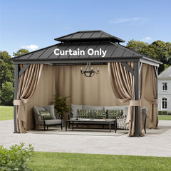 Covered Outdoor front view assembled curtains showing full privacy coverage and clean look