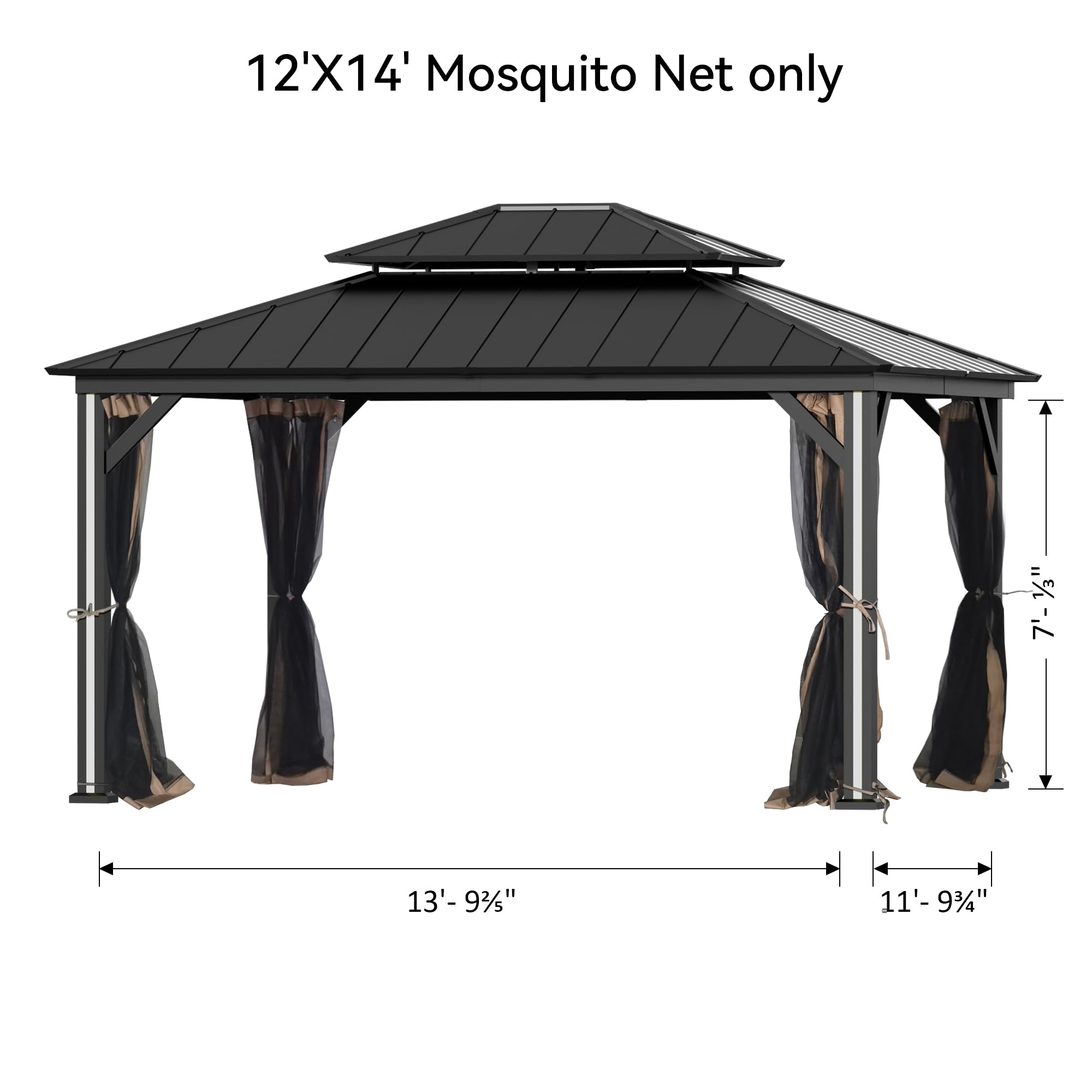 Covered Outdoor lifestyle scene of backyard dining protected by the mosquito netting