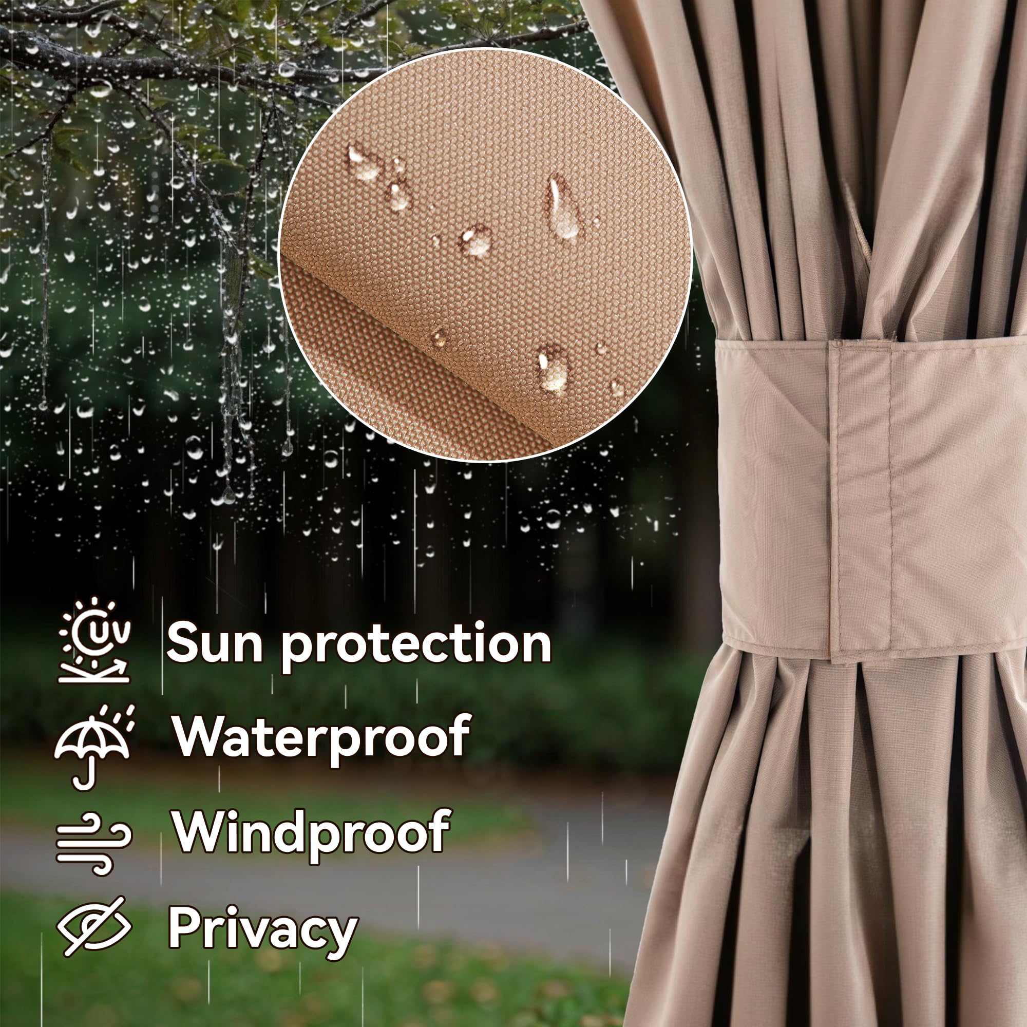 Covered Outdoor panel opened to create entry showing convenient zip access and ventilation control