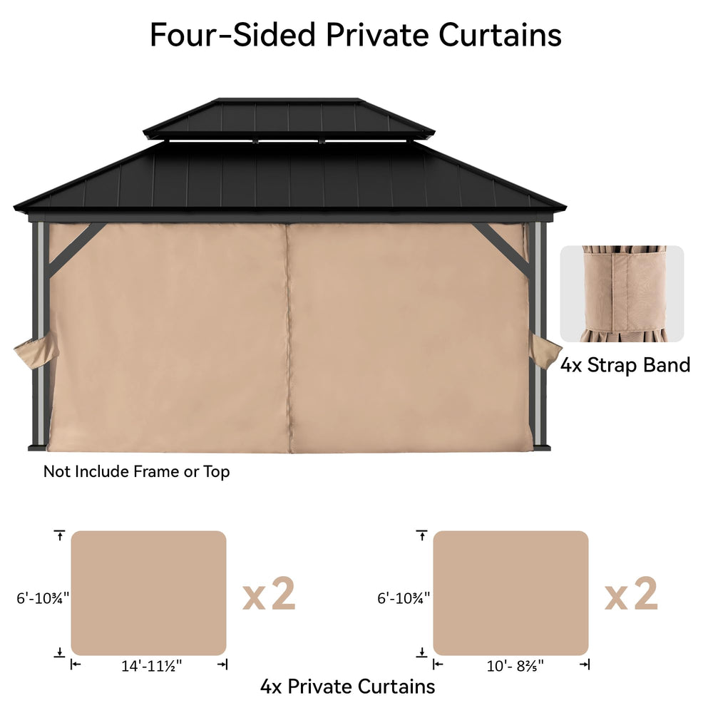 Covered Outdoor size comparison with person showing scale for 12 by 16 foot gazebo fit