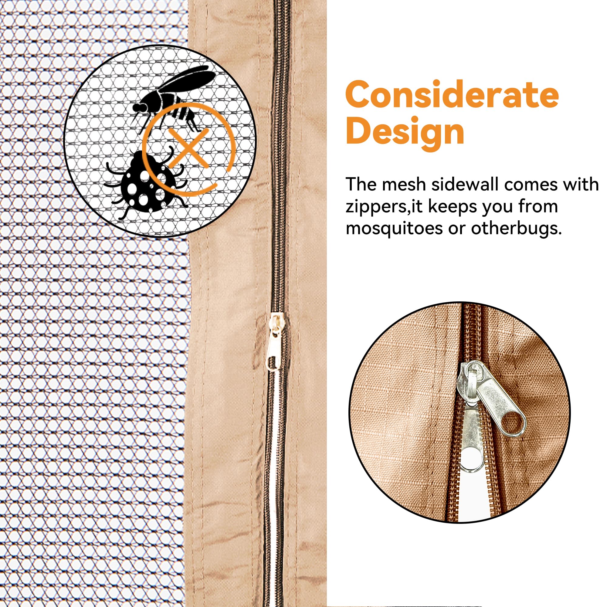 Covered Outdoor mesh weave close-up showing breathable fabric that keeps bugs out