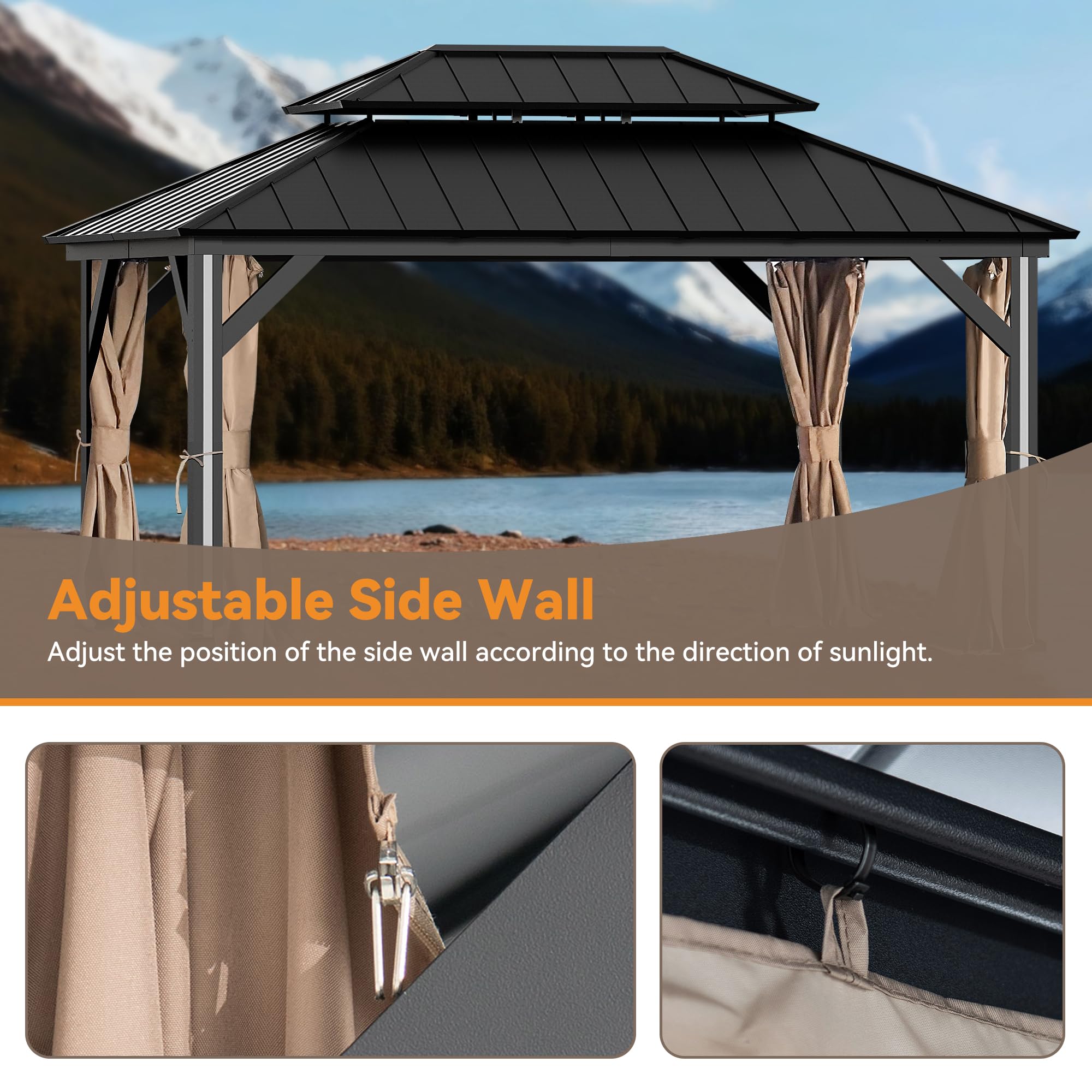Covered Outdoor zipper detail showing durable closure for easy access and privacy