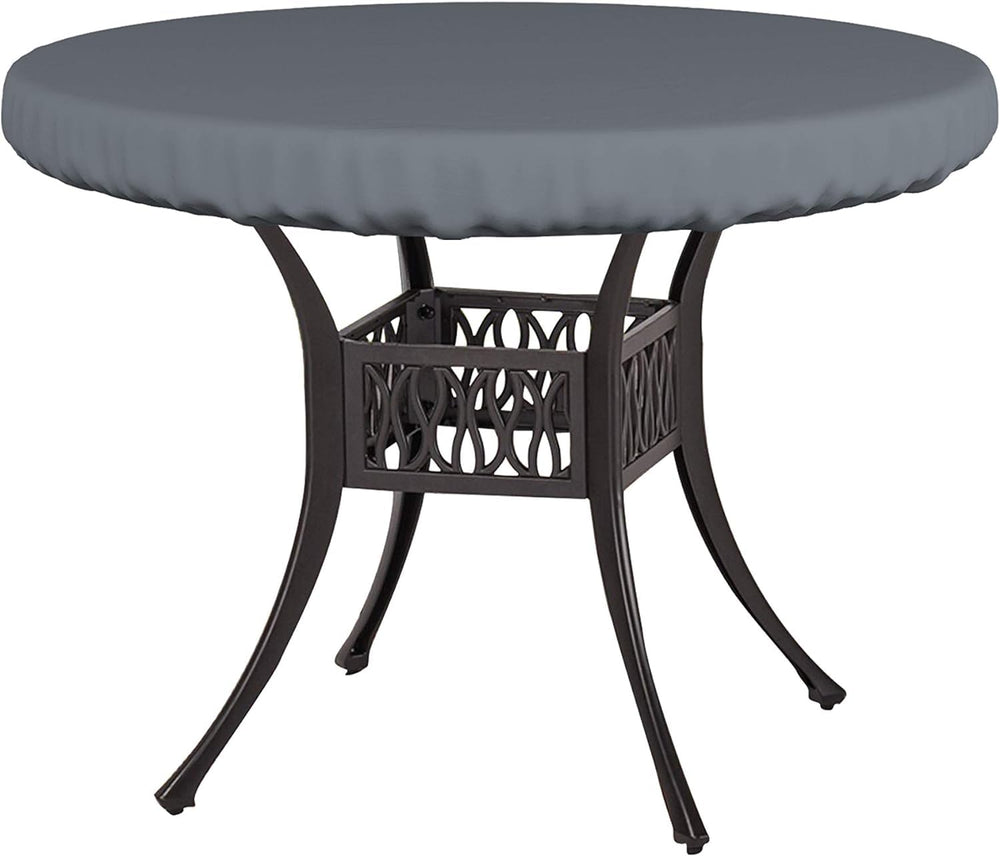 Covers & All front view showing full round table cover protecting furniture