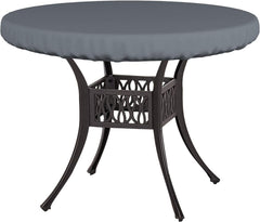 Covers & All front view showing full round table cover protecting furniture