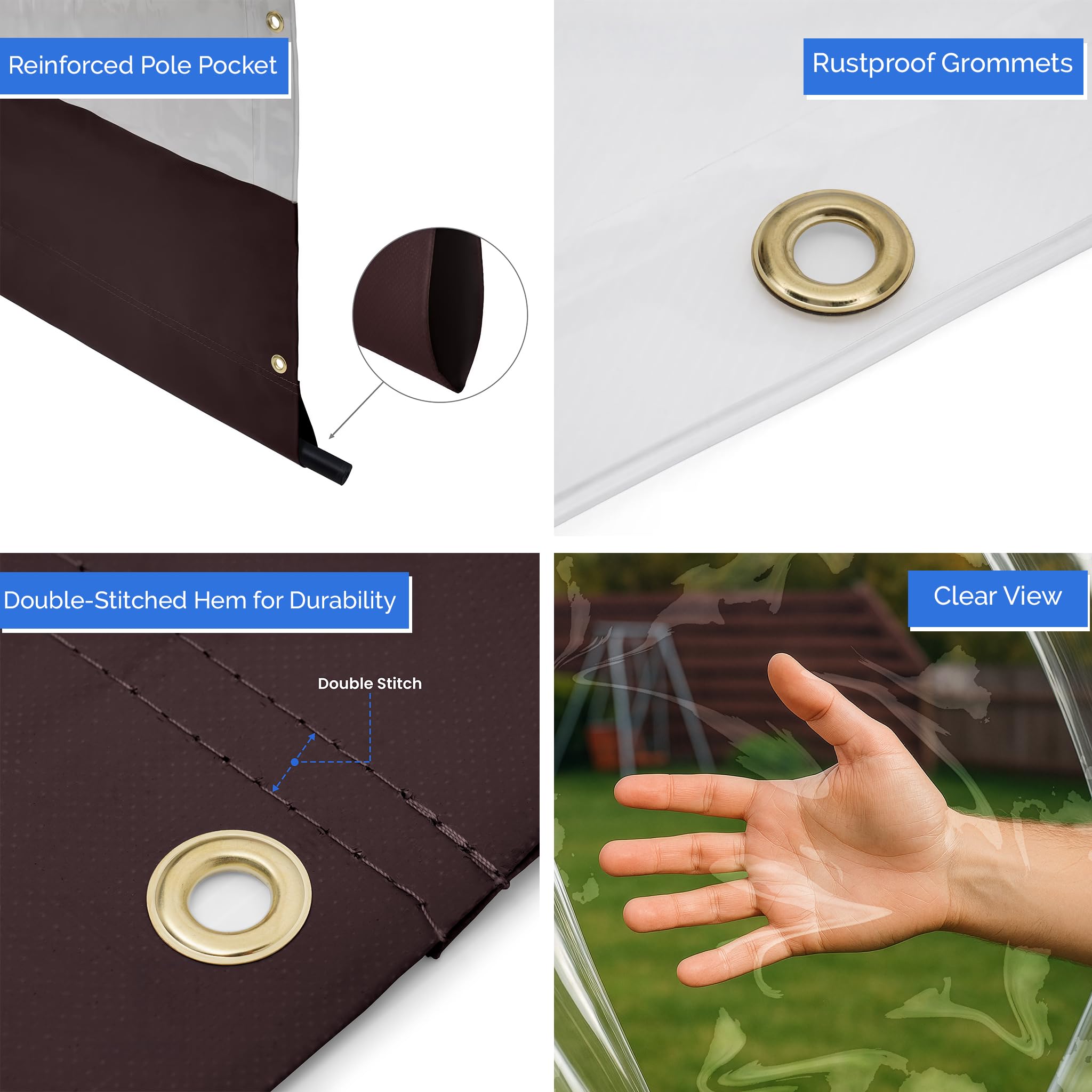 Covers & All close-up of brass grommet and reinforced seam for durability