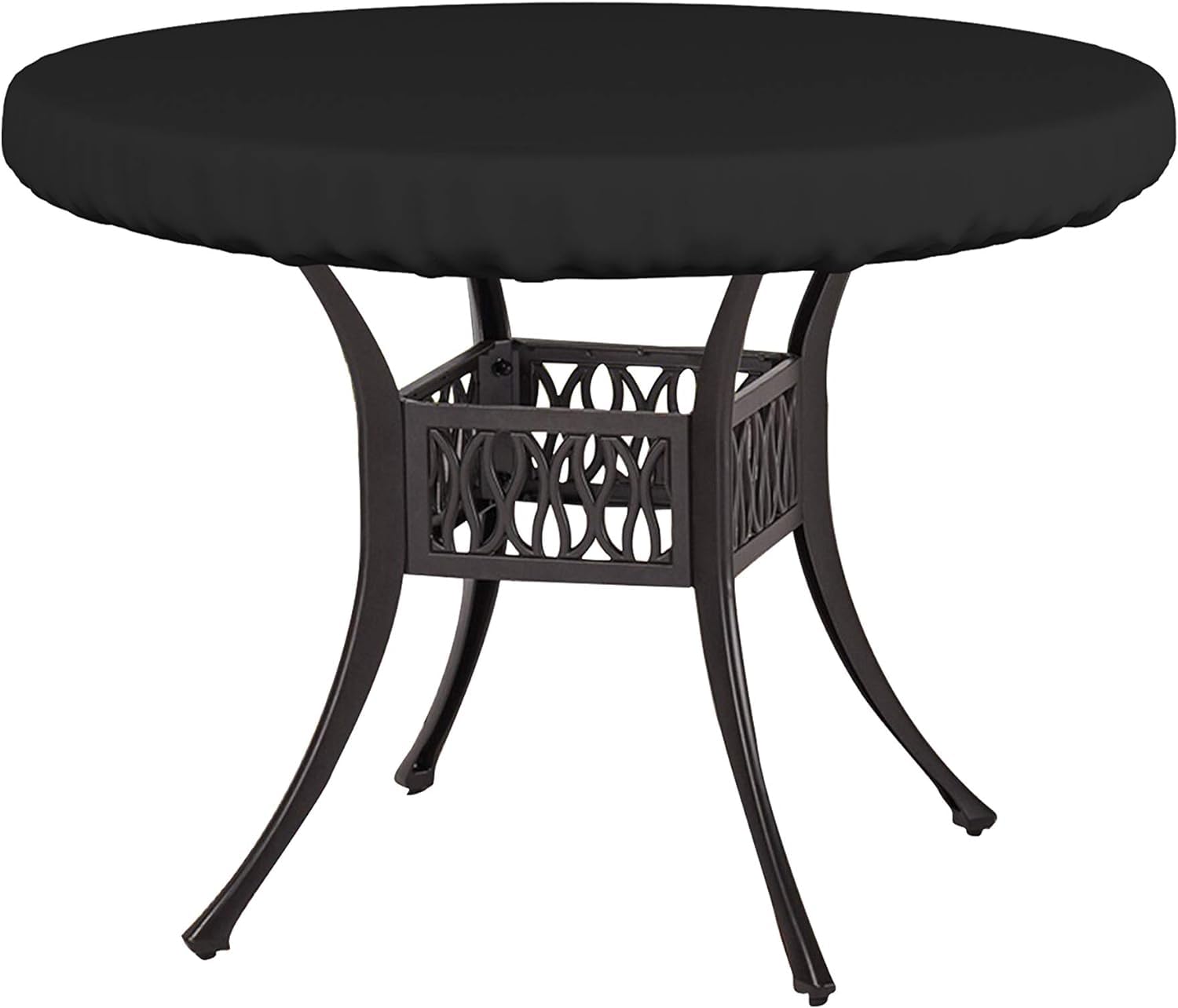Covers & All front view of round table cover protecting tabletop