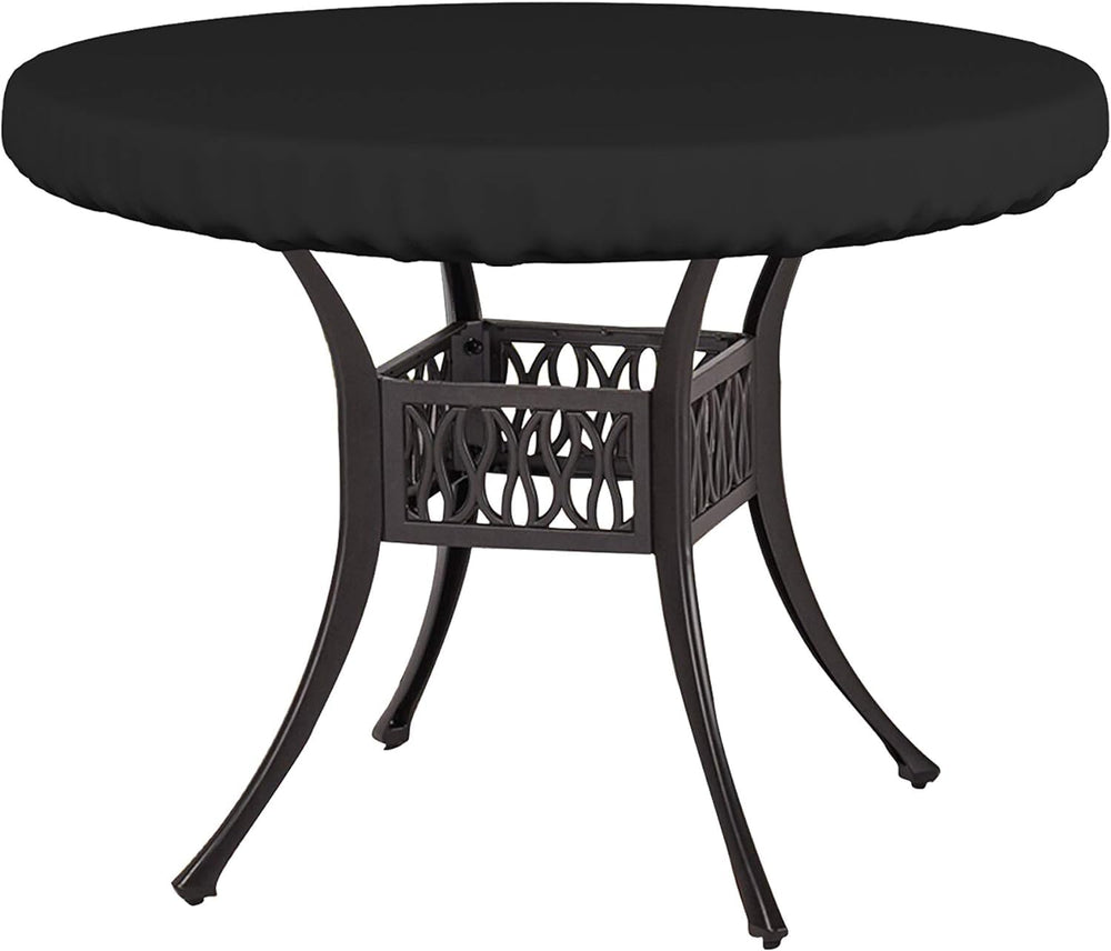 Covers & All front view of round table cover protecting tabletop