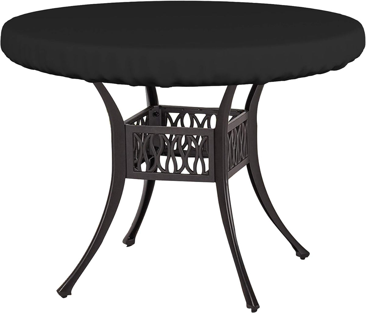 Covers & All front view of round table cover protecting tabletop