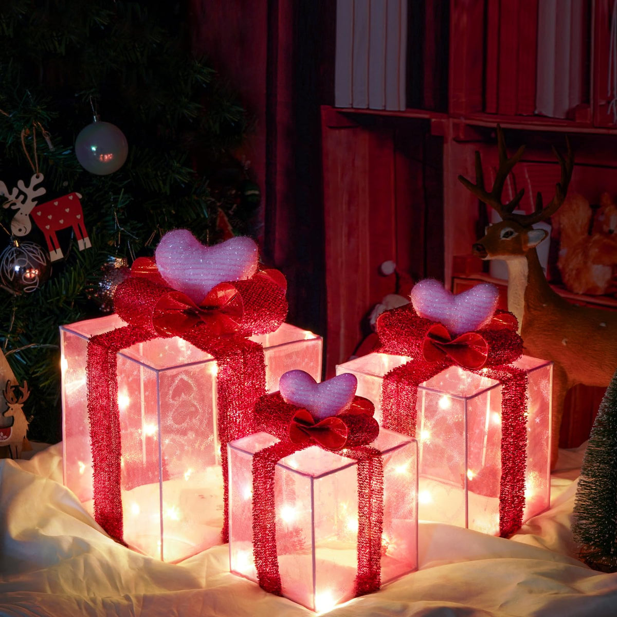 COVFEVER three-box front group showing festive wrapped presents and illumination benefit