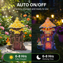 COWOS fairy house illuminated at night showing cozy warm light for ambiance