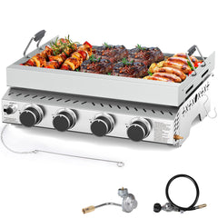 COWSAR front view showing full stainless steel griddle and cooking surface benefit durable construction