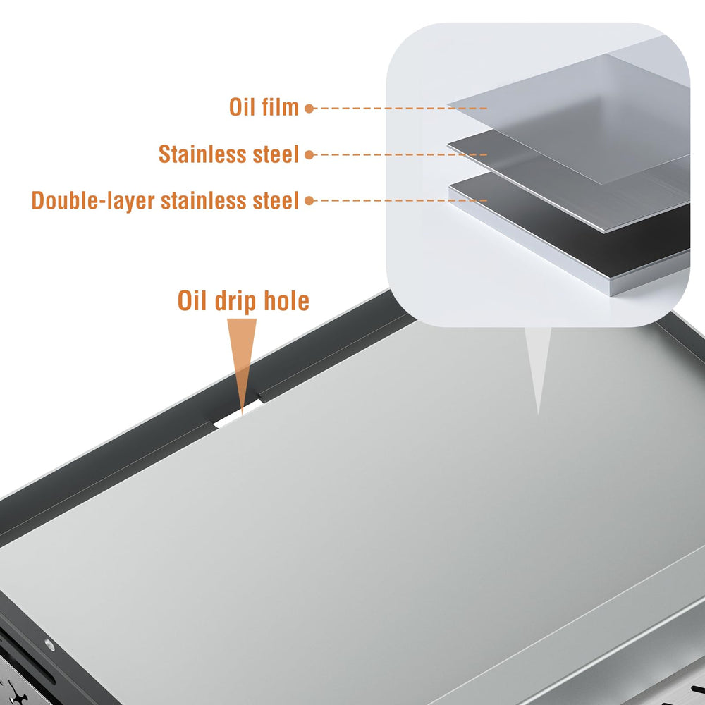 COWSAR removable grease tray pulled out demonstrating easy cleanup and mess-free outdoor use