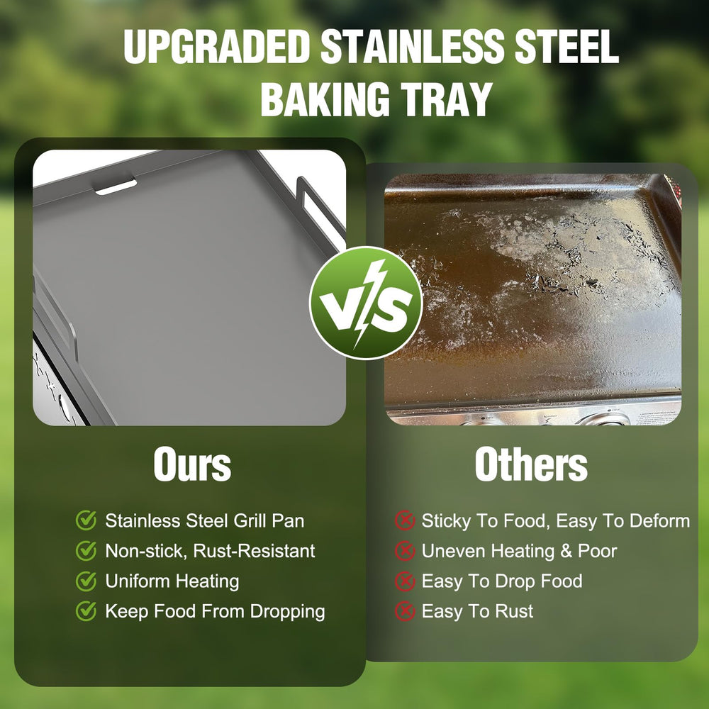 COWSAR griddle surface with food demonstrating even cooking and searing performance
