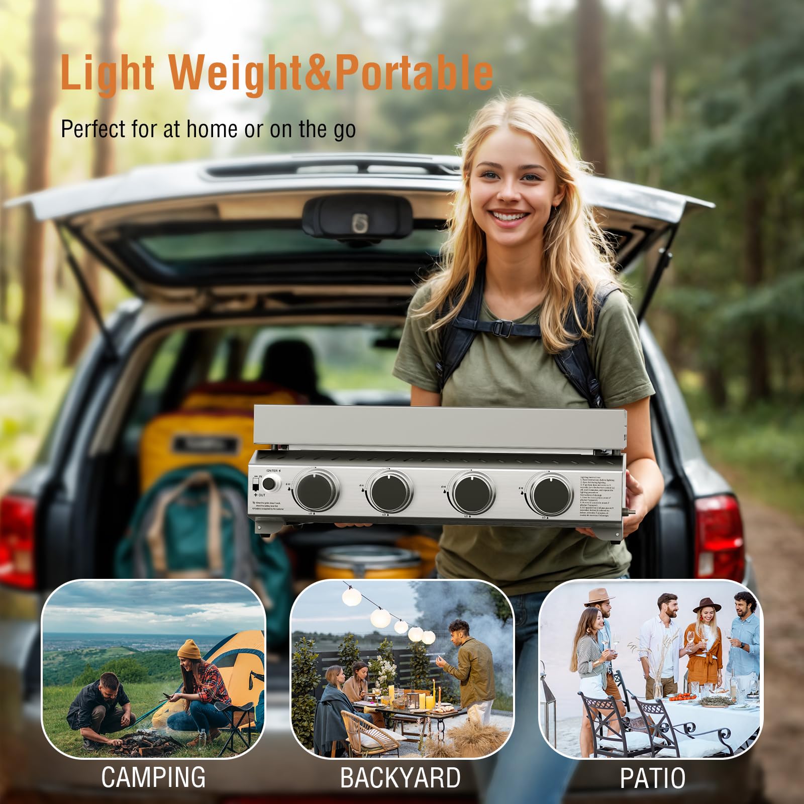 COWSAR griddle in use at campsite showing group cooking convenience and portable setup