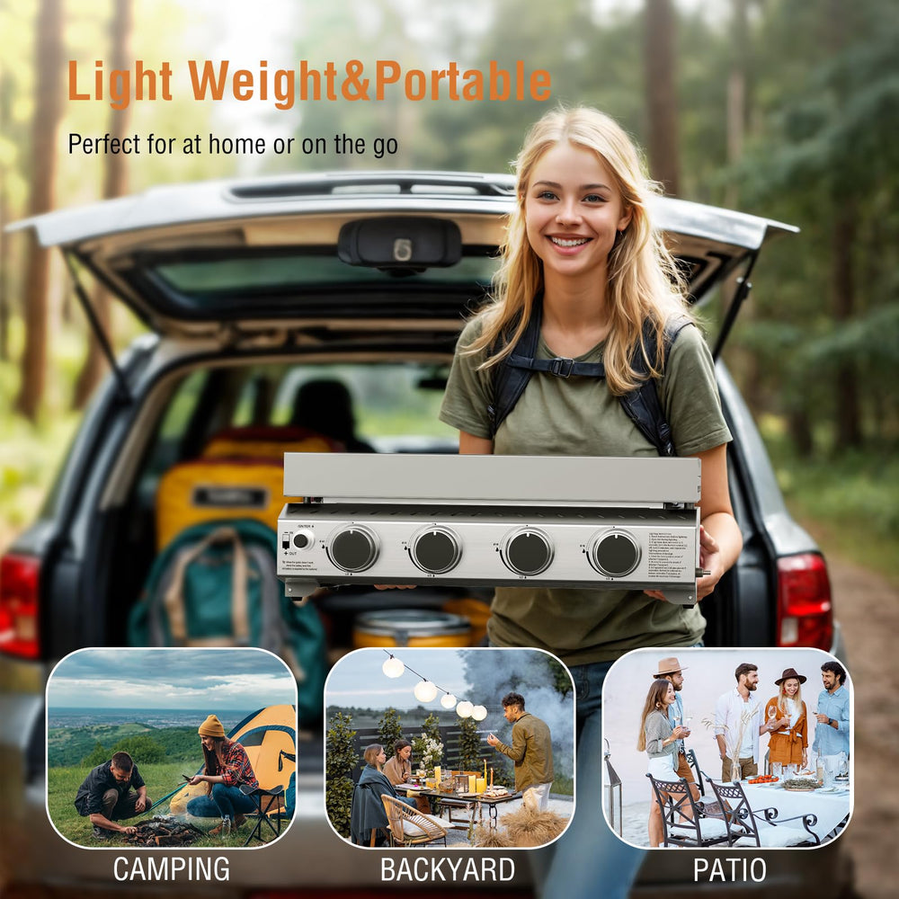 COWSAR griddle in use at campsite showing group cooking convenience and portable setup