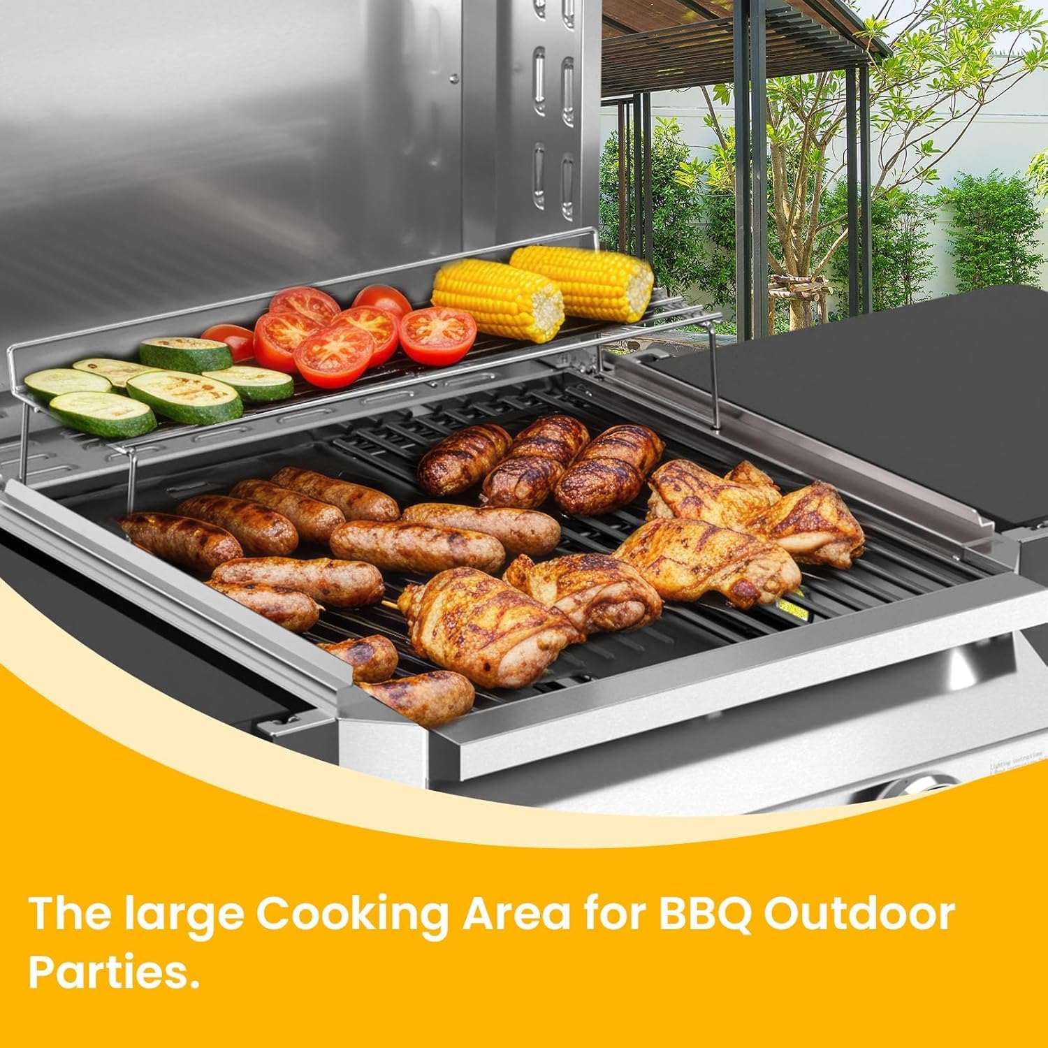 COWSAR warming rack and cooking surface holding finished items to preserve temperature